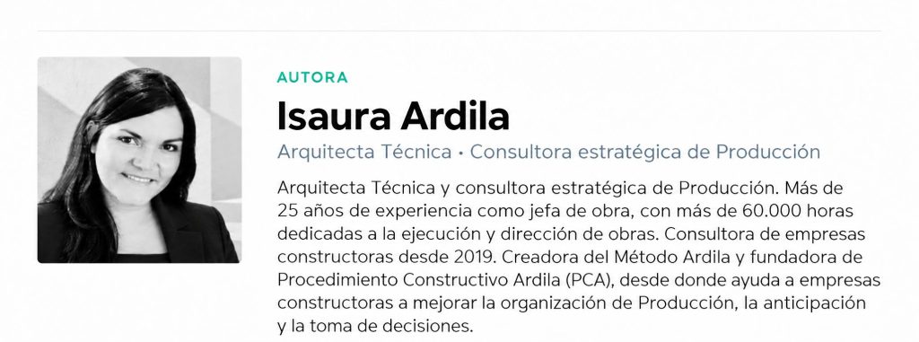 Isaura Ardila Isaura Ardila, arquitecta técnica y consultora estratégica de Producción